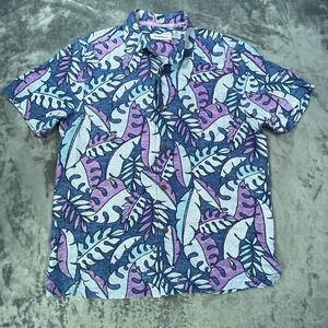 Tommy Bahama Shirt Men Medium Silk Blend Floral Aloha Dad Vacation Summer Cruise